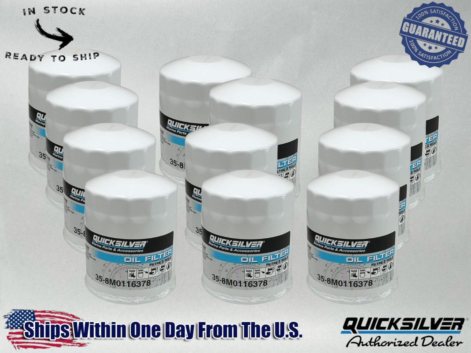 Quicksilver Genuine OEM Authentic Marine Oil Filters 35-8M0116378 12 Pack