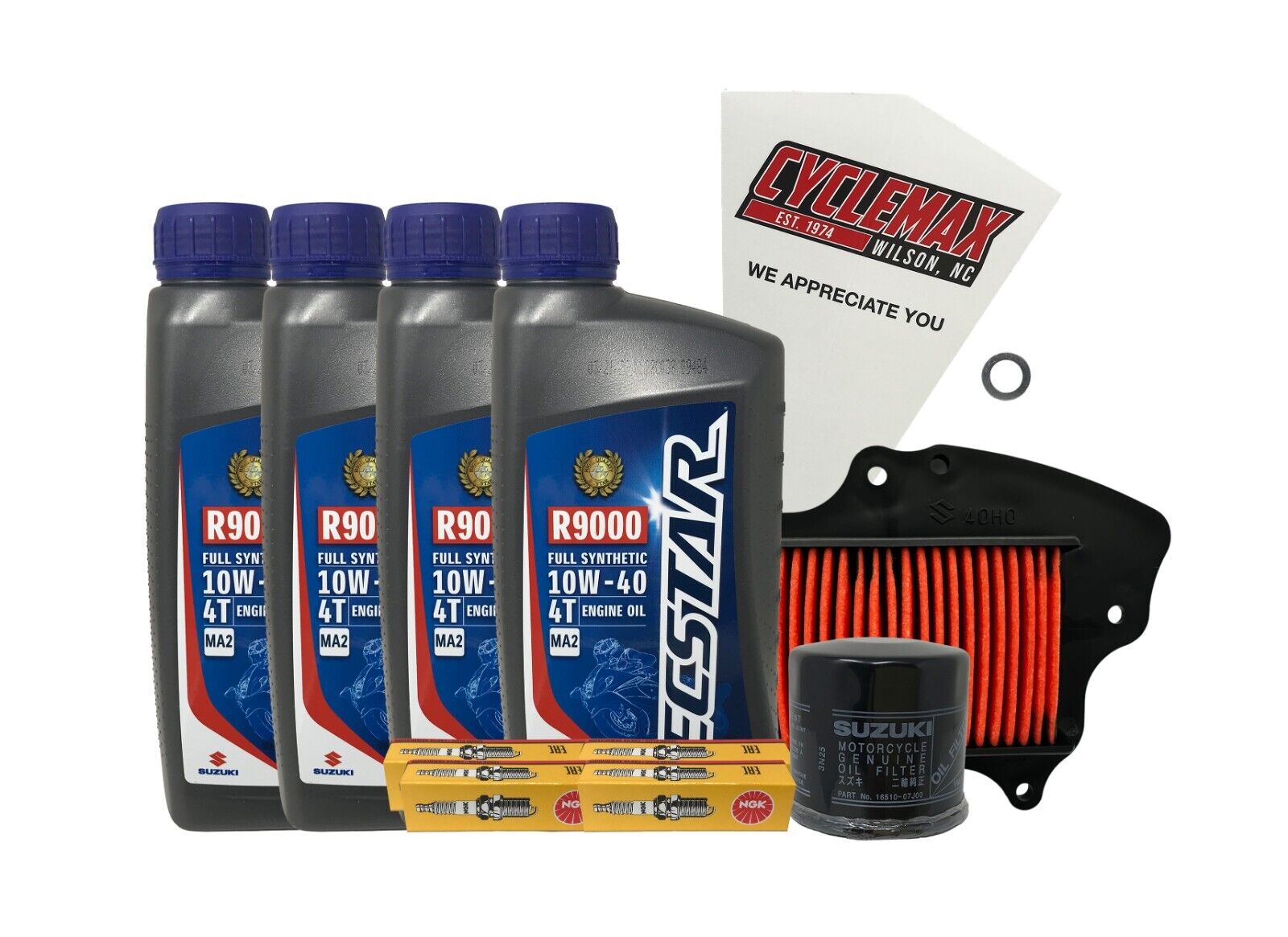 Cyclemax Full Synthetic Tune Up Kit w/ Spark Plugs fits 2009-2019 Suzuki VZ1500