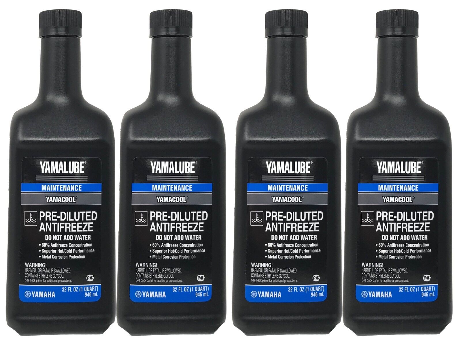 Yamaha Genuine OEM Yamalube Pre-Diluted Anti-Freeze ACC-YAMAC-BL-32 - 4 Pack