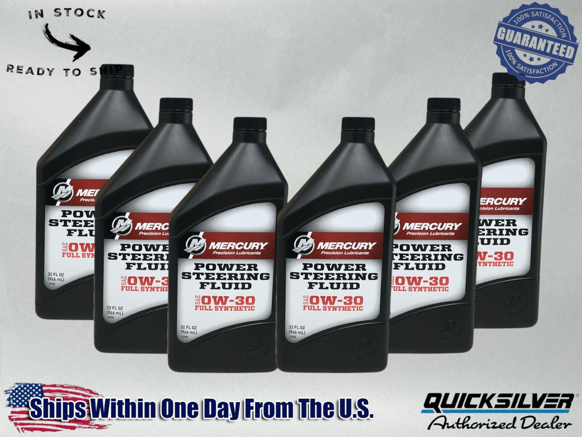 Quicksilver OEM Power Steering Fluid Quarts 92-858077K01 6 Pack