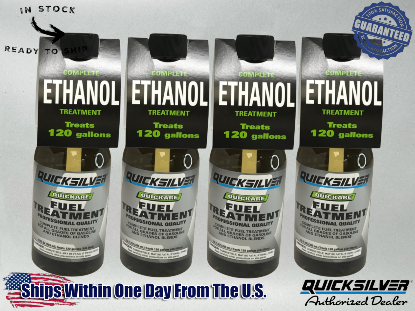Mercury Genuine OEM Authentic Quickare Fuel Treatment 12 oz 92-8M0047920 4 Pack