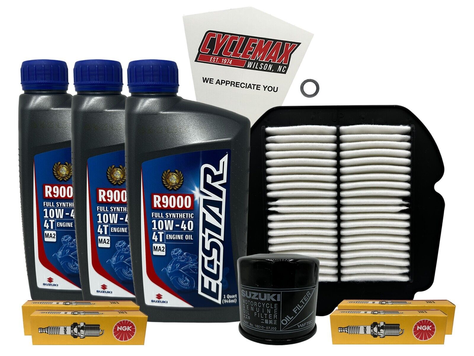 Cyclemax Full Synthetic Tune Up Kit with Spark Plugs fits 2017-2022 Suzuki SV650