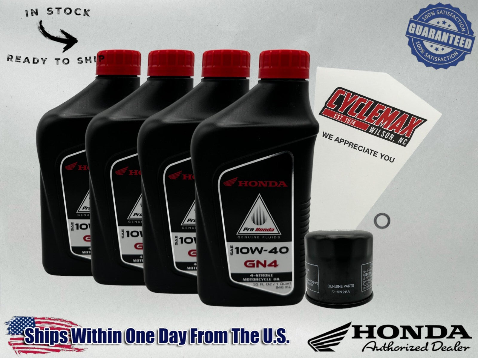 Cyclemax Standard GN4 10W-40 Oil Change Kit compatible with 2024-2025 Honda CB650R