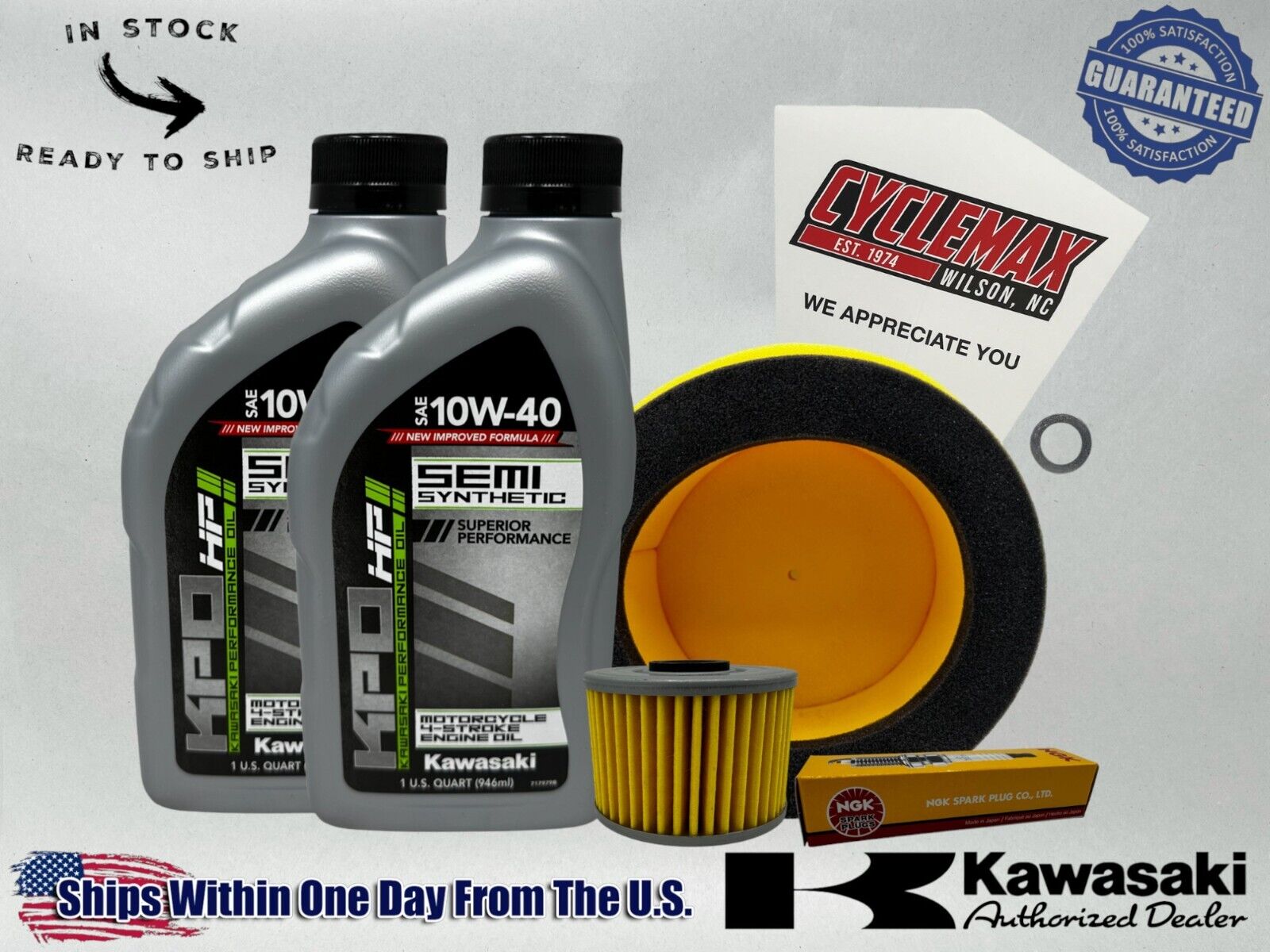 Cyclemax Semi Synthetic Tune Up Kit fits 2021-2024 Kawasaki KLX300 w/ Plug