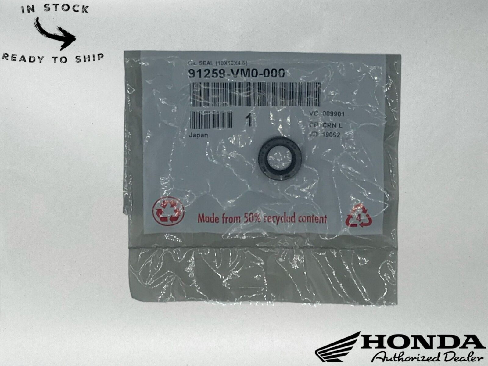 Honda Genuine OEM Oil Seal (10X16X4.5) 91259-VM0-000