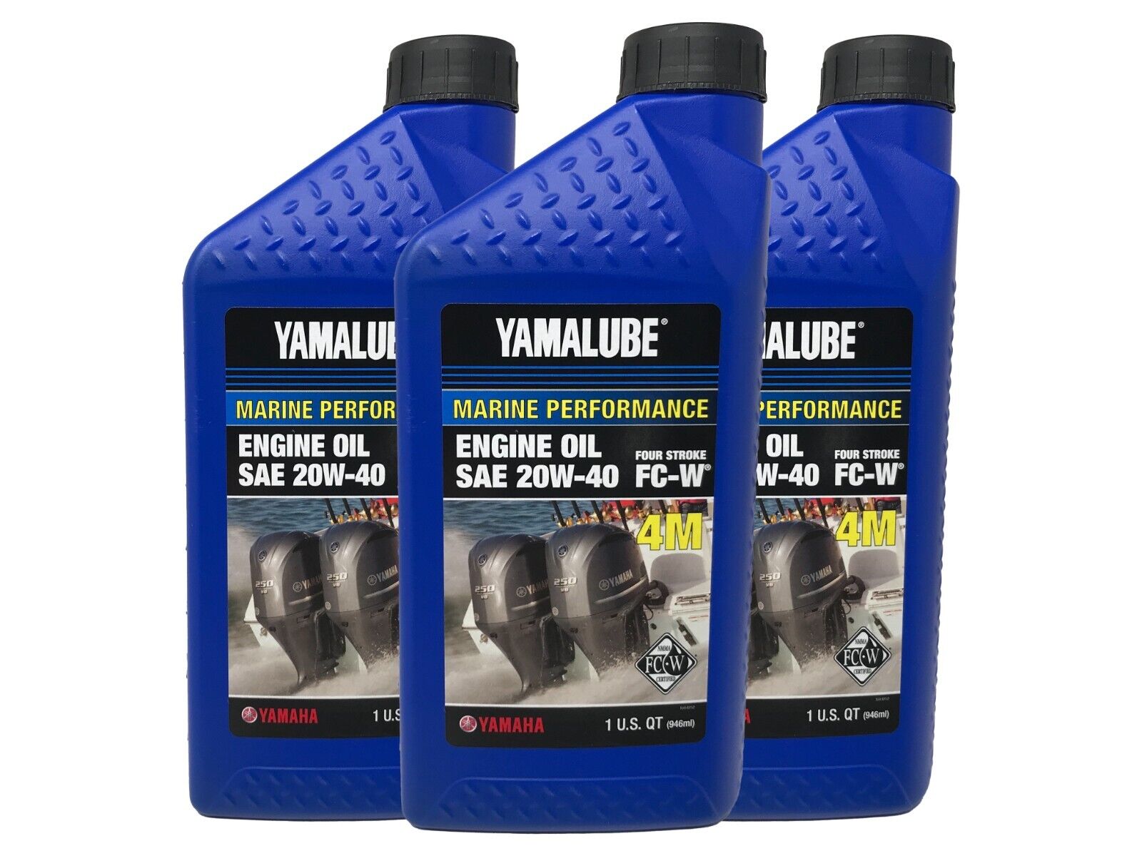 Yamaha Genuine OEM Yamalube Marine 20W-40 Oil LUB-20w40-FC-12 - 3 Pack