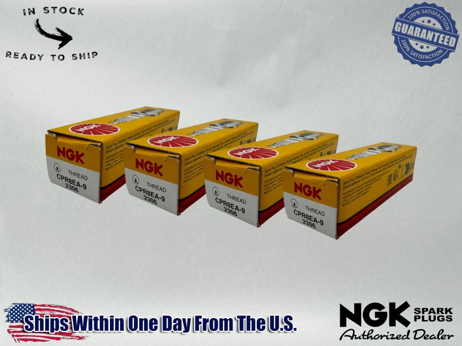 NGK Genuine OEM Authentic Spark Plugs CPR8EA-9 - 4 PACK