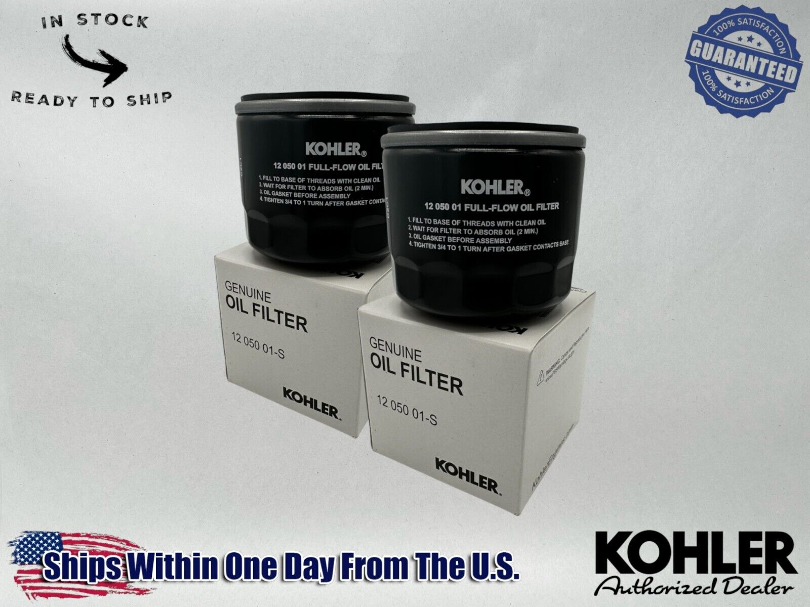 Kohler Genuine OEM Authentic Full Flow Oil Filter 12 050 01-S-2PACK