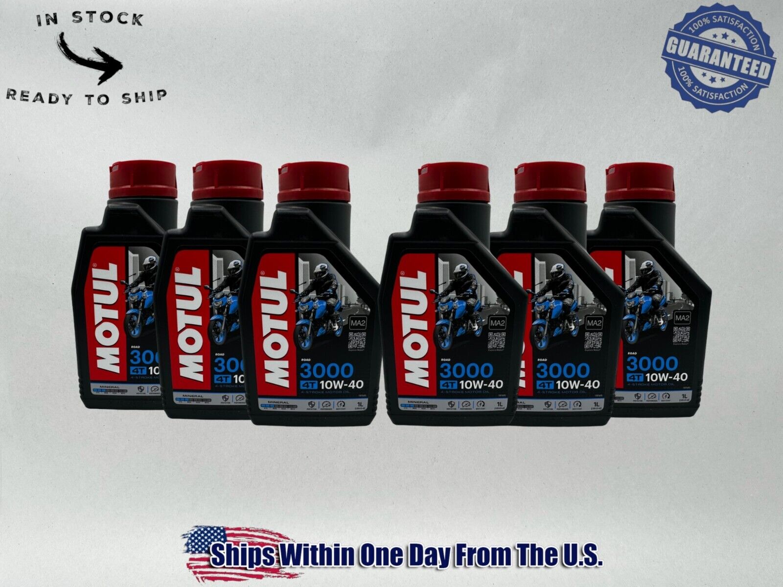 Motul Genuine OEM Motul 3000 4T 10w-40 Standard Motorcycle Oil MOT30-6PACK