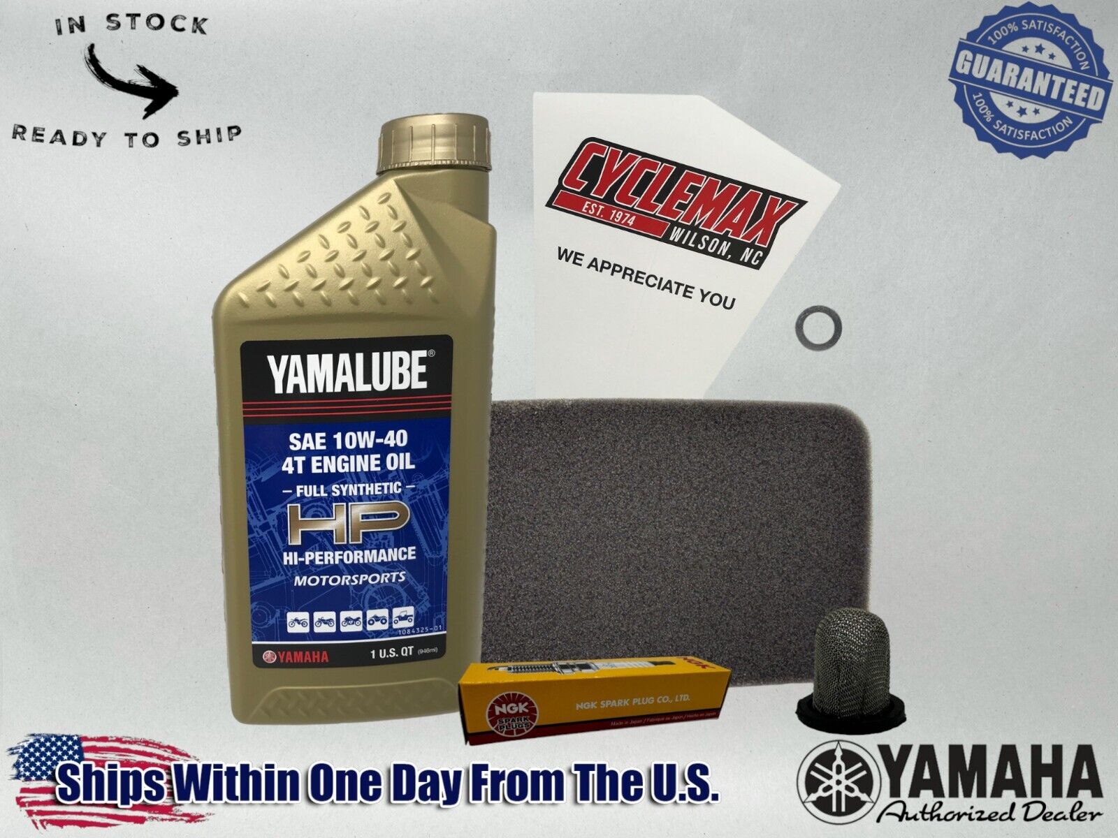 Cyclemax Full Synthetic Tune Up Kit fits 2024 Yamaha RAPTOR 110 with Spark Plug