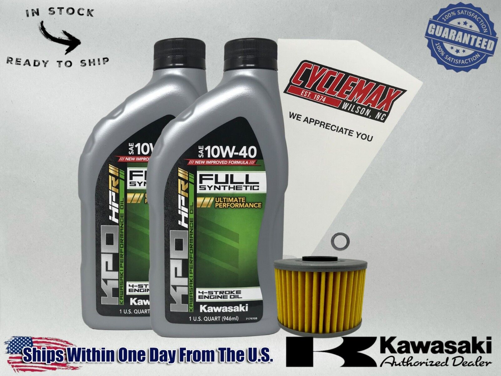 Cyclemax Full-Synthetic KPO Oil Change Kit fits 2018-2020 Kawasaki KLX250