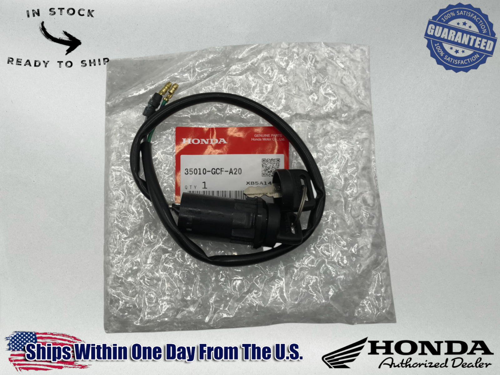 Honda Genuine OEM IGNITION KEY SWITCH W/ 2 KEYS 2000-13 XR50 XR70 35010-GCF-A20