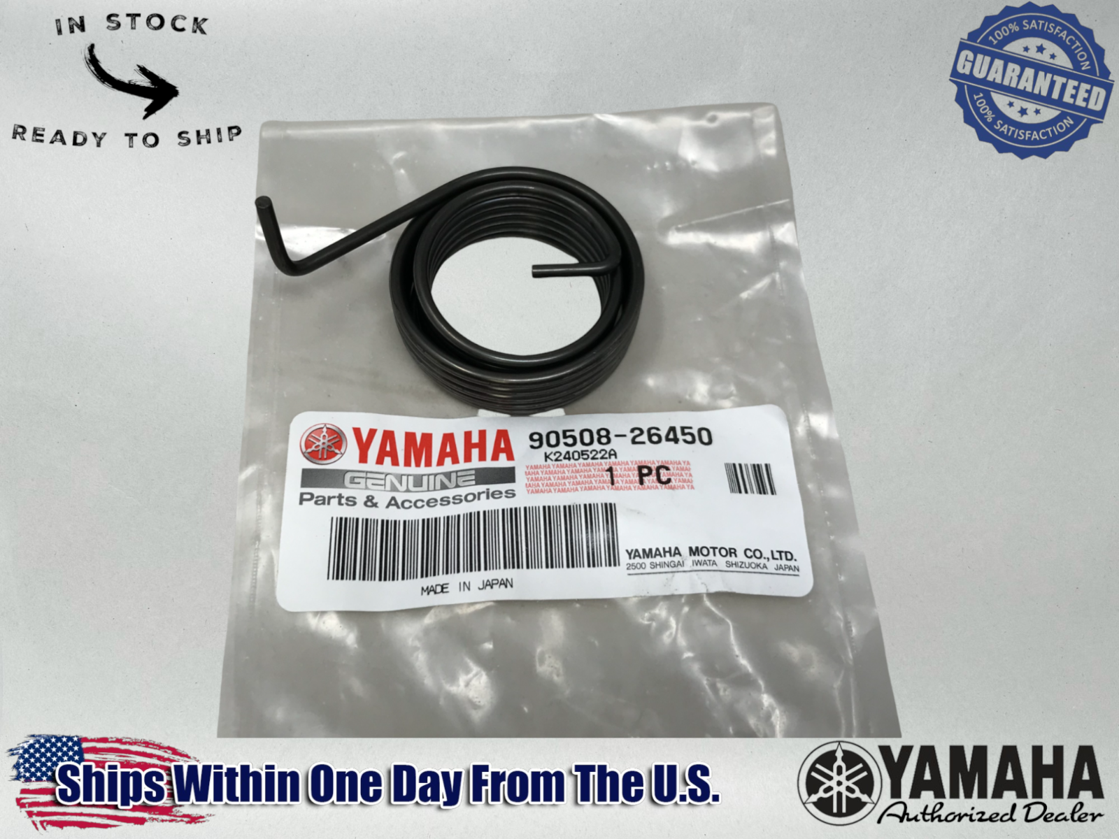 Yamaha Genuine OEM Authentic  Kick Starter Return Torsion Spring 90508-26450-00