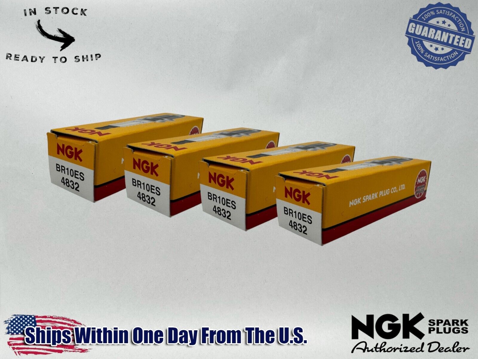 NGK Genuine OEM Authentic Spark Plugs BR10ES - 4 PACK