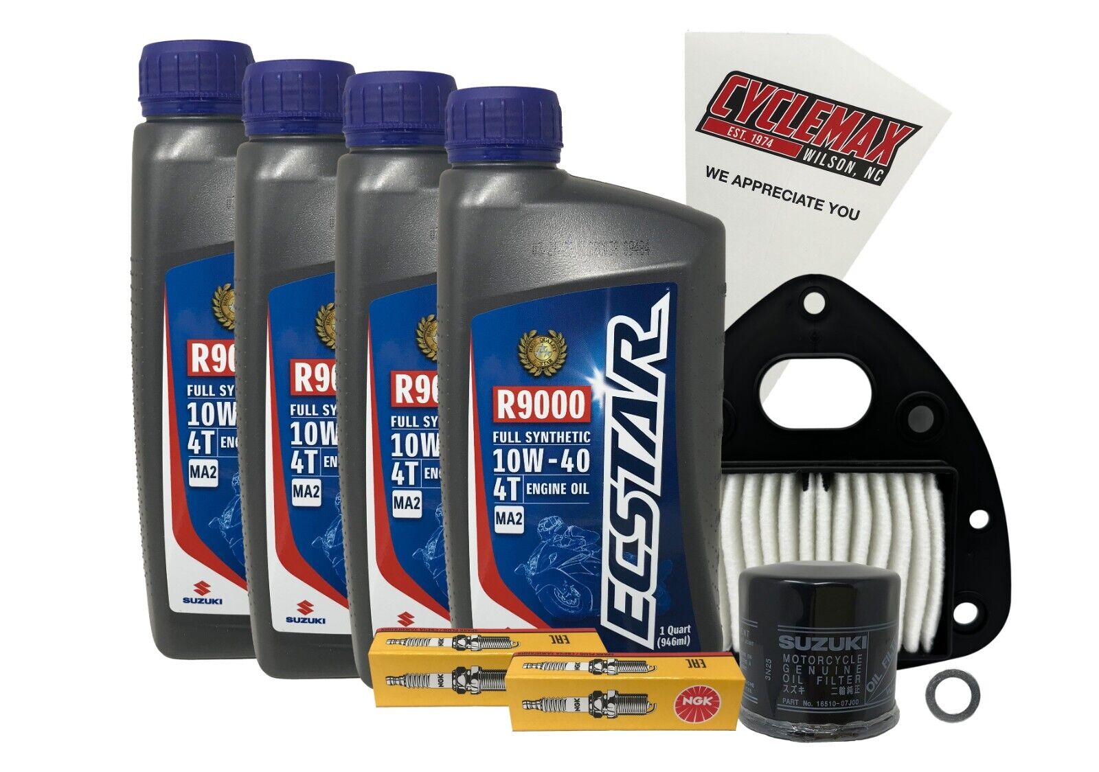 Cyclemax Full Synthetic Tune Up Kit w/ Spark Plugs fits 2013-2018 Suzuki VL-800