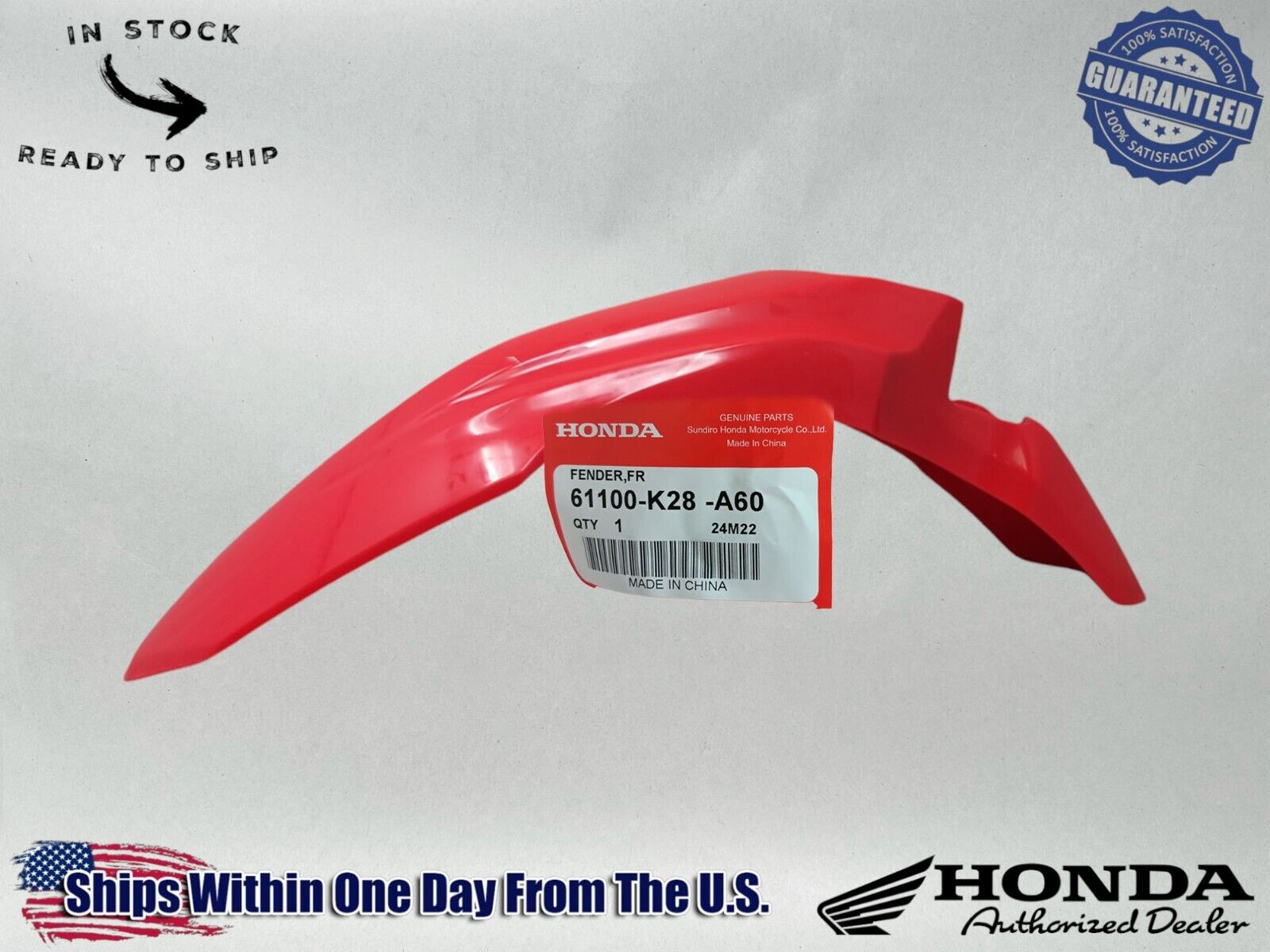 Honda Genuine OEM Authentic Front Fender 61100-K28-A60