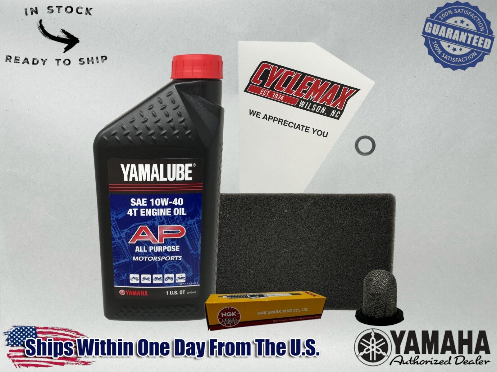 Cyclemax Standard 10W-40 Tune Up Kit fits 2017-2024 Yamaha YFZ 50 w/ Spark Plug