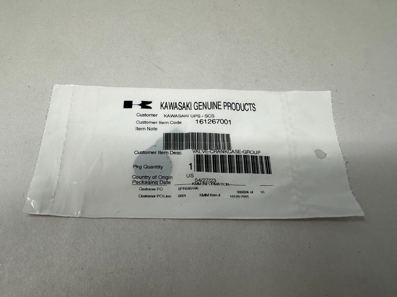 Kawasaki Genuine OEM Valve  16126-7001