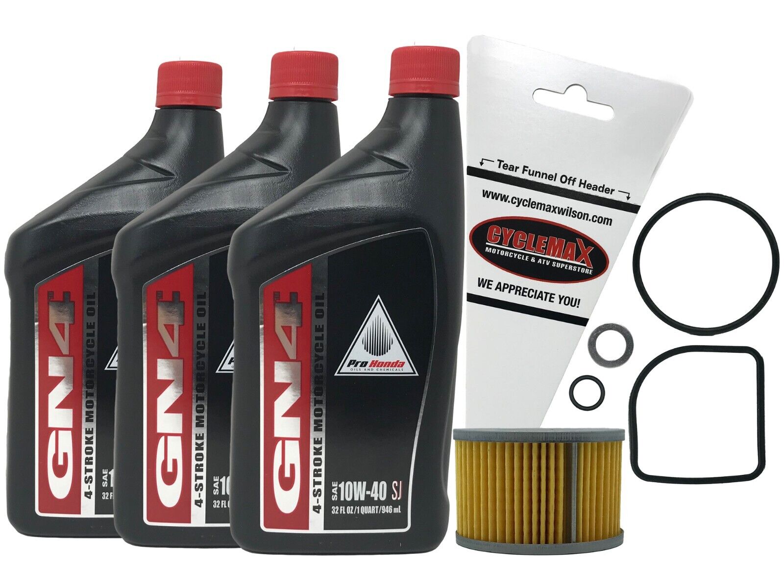 Cyclemax Genuine 1978-1981 Honda CB400 CB400 Hawk TI/TII 10W-40 Oil Change Kit