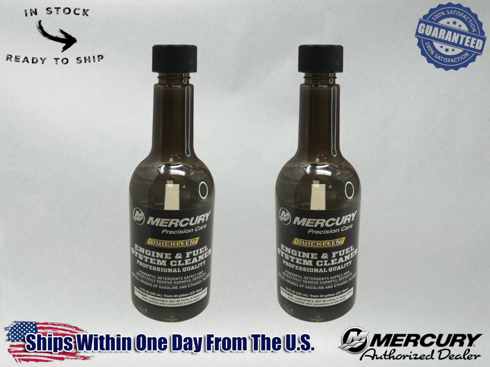 Mercury OEM Quickleen Engine and Fuel System Cleaner 12 oz. 92-8M0047931 2 Pack