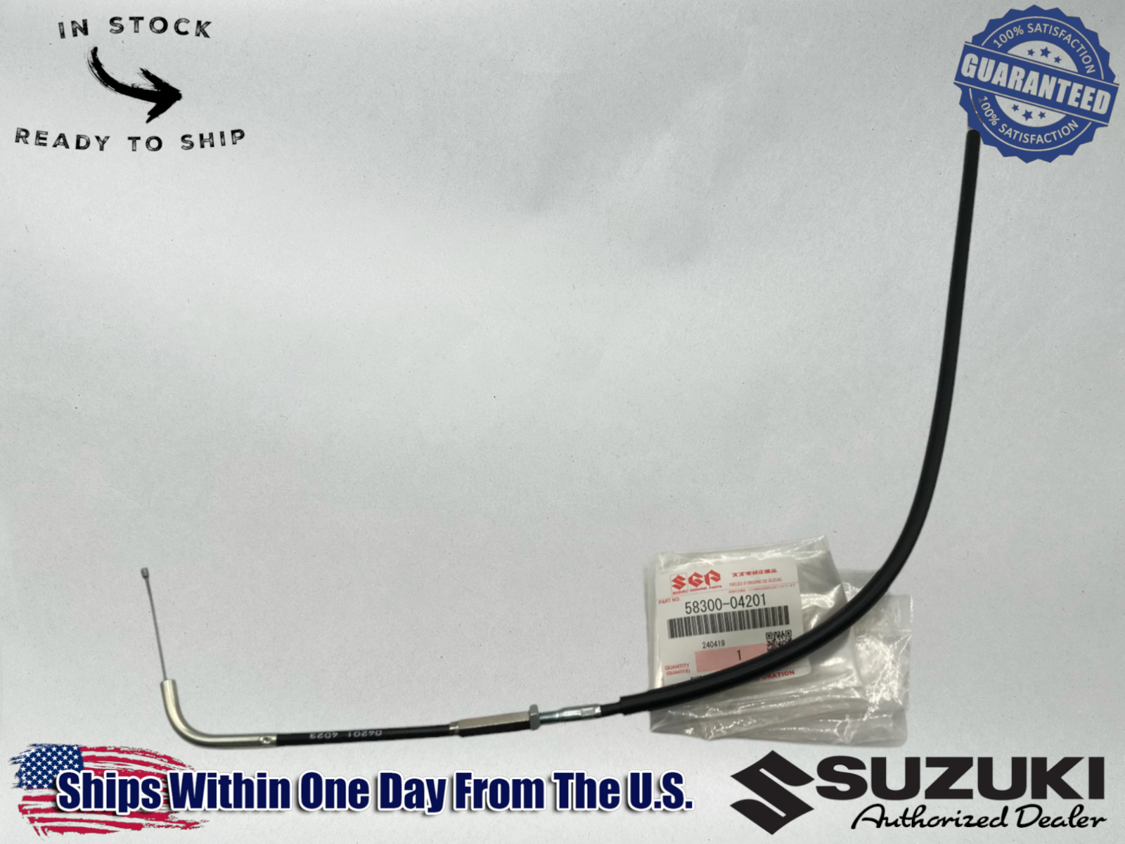 Suzuki Genuine OEM 1984-87 LT50 LT 50 QUAD RUNNER ATV THROTTLE CABLE 58300-04201