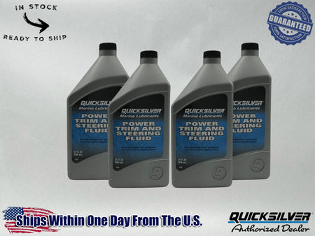 Quicksilver OEM Power Trim & Steering Fluid Quarts 92-858075Q01 4 Pack