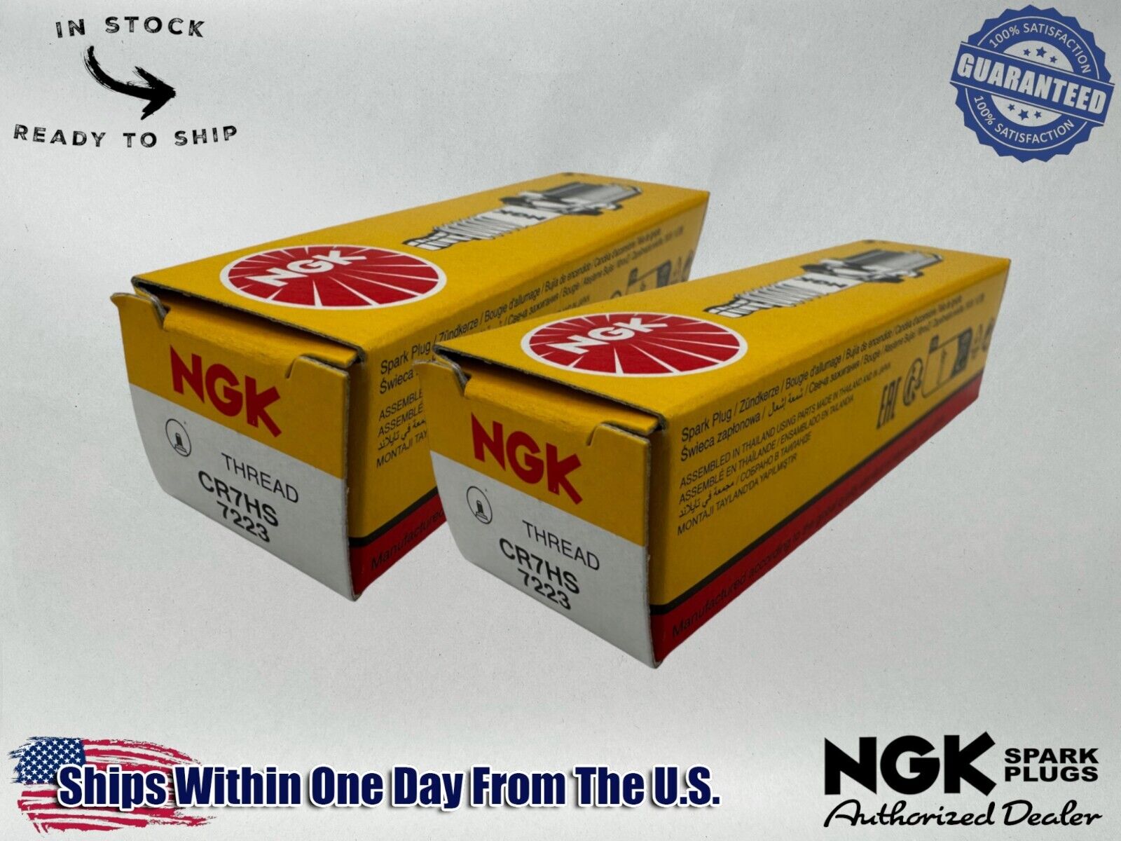 NGK Genuine OEM Authentic Spark Plugs CR7HS - 2 PACK