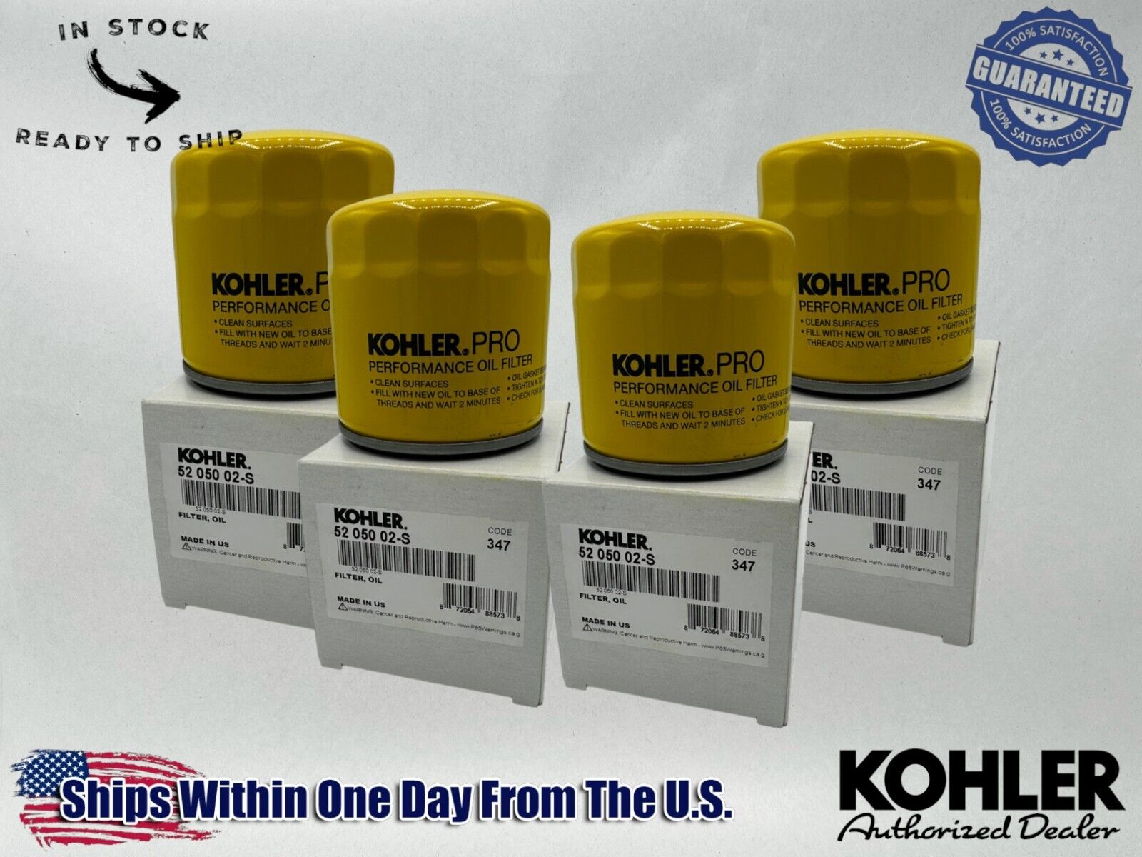 Kohler Genuine OEM Authentic Pro Oil Filter 52 050 02-S-4PACK