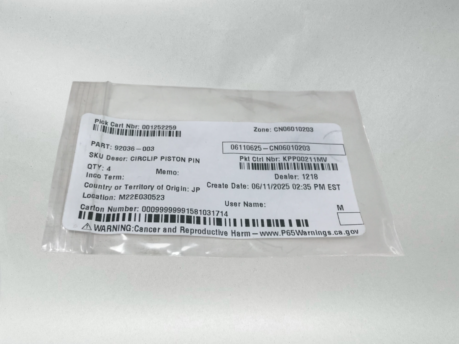 2 Kawasaki Genuine OEM KX80 G5 KH100 KE100 KD125 Piston Circlips 92036-003