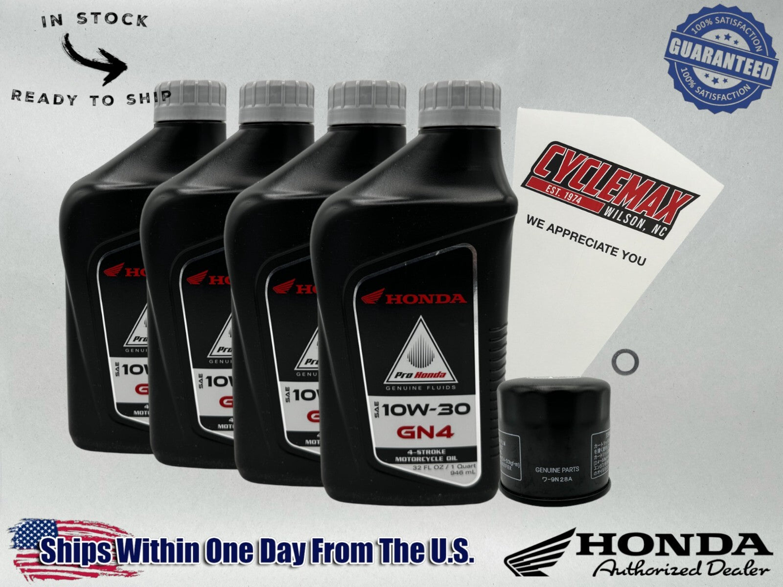 Cyclemax Standard GN4 10W-30 Oil Change Kit compatible with 2024-2025 Honda CB650R