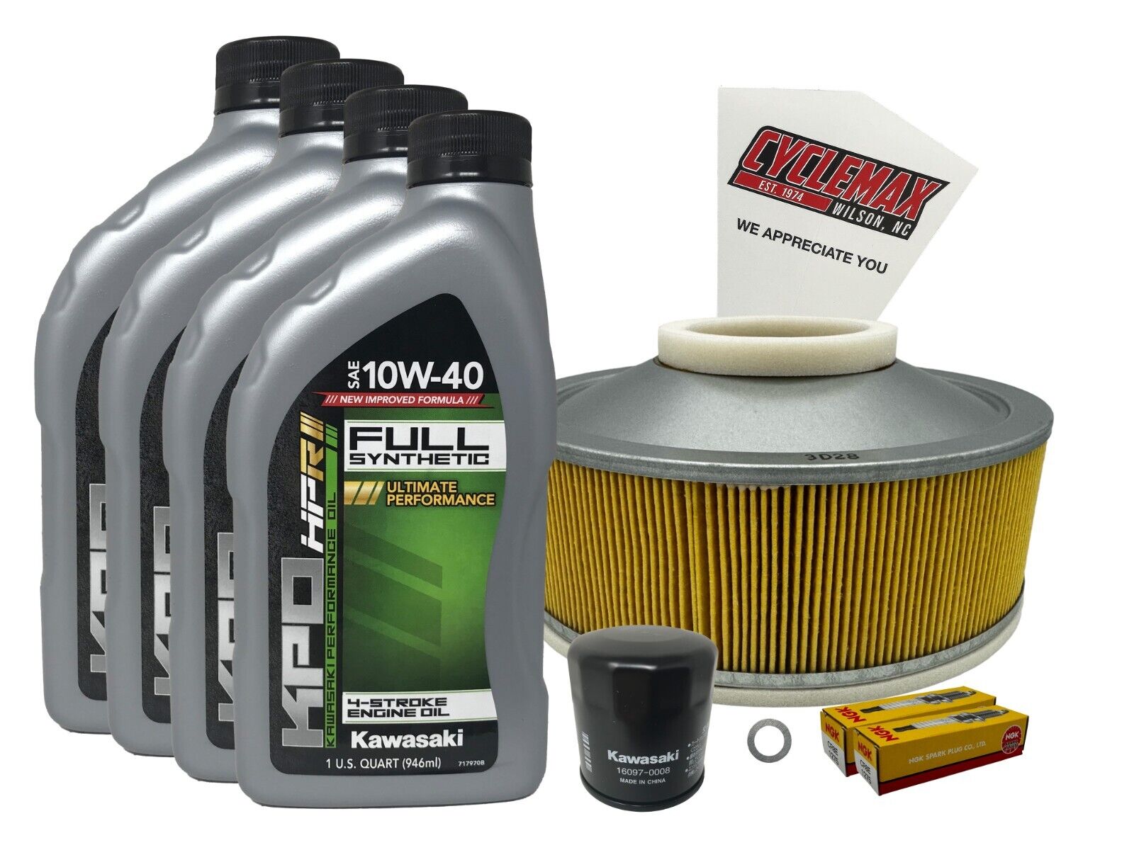 Cyclemax Full Synthetic Tune Up Kit w/ Plugs fits Kawasaki 1995-2006 Vulcan 800