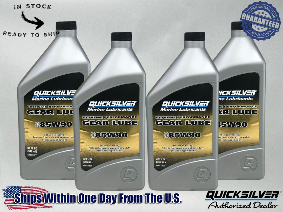 Quicksilver OEM SAE 85W90 Extreme Perf Gear Oil Quarts 92-8M0111677 4 Pack