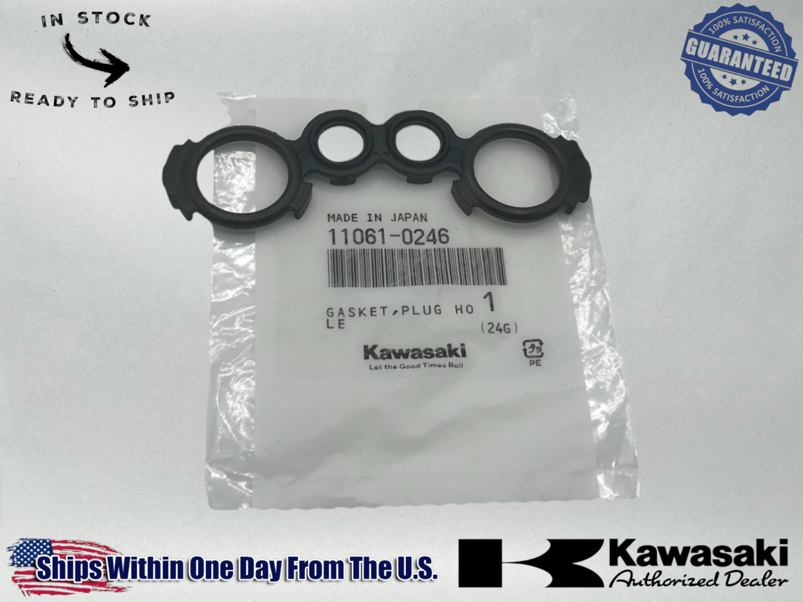 Kawasaki Genuine OEM Authentic 2007-2008 Ninja Gasket Plug Hole 11061-0246 1