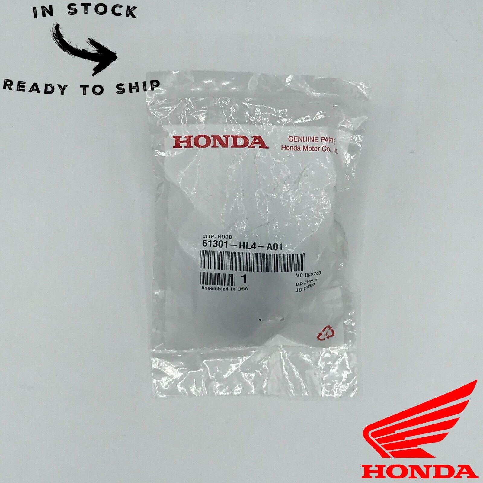 Genuine OEM Honda Hood Lock Latch Clip 61301-HL4-A01