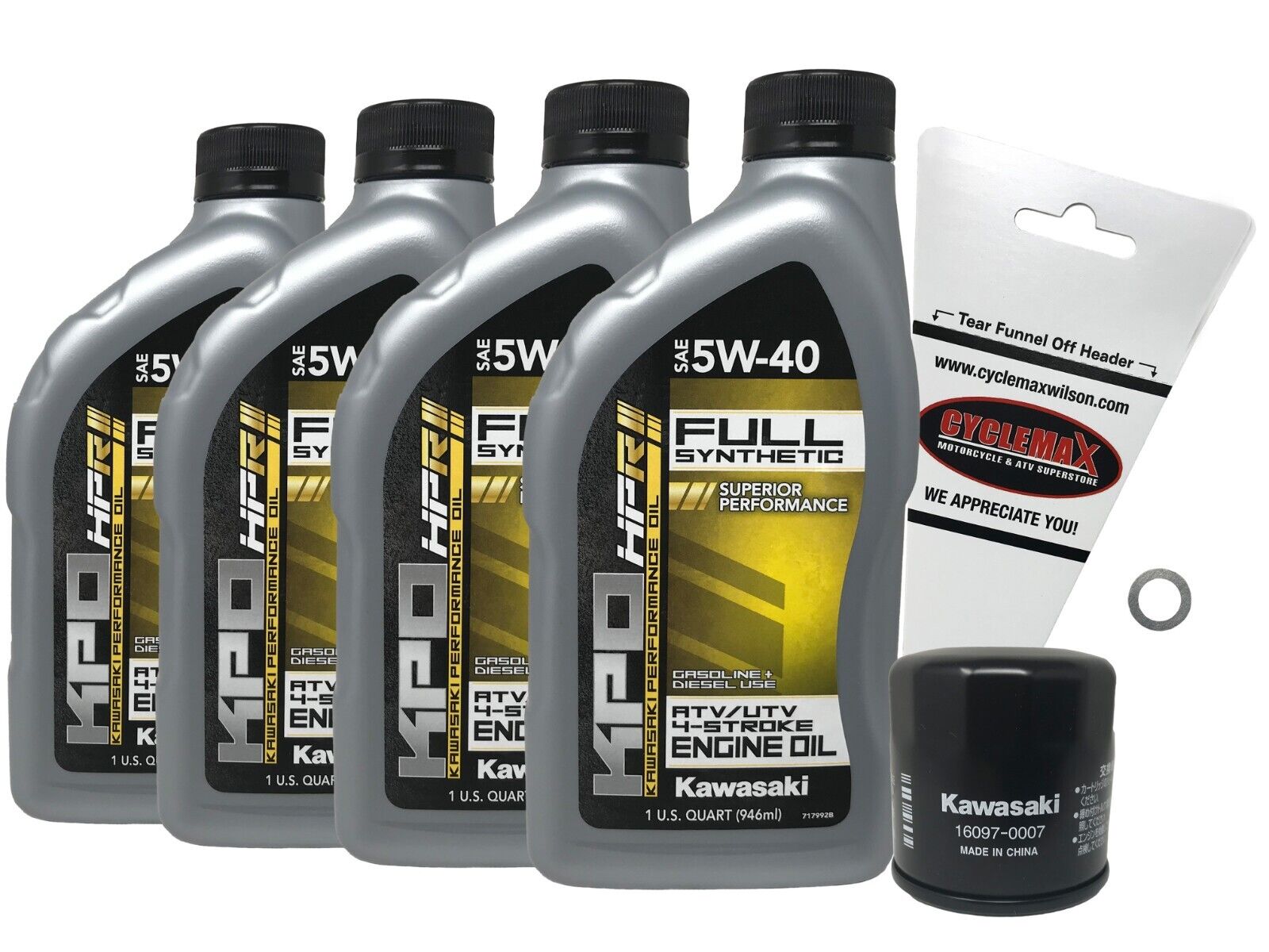 Cyclemax 2020-2023 OEM Kawasaki KRX 1000 Full Synthetic Oil Change Kit