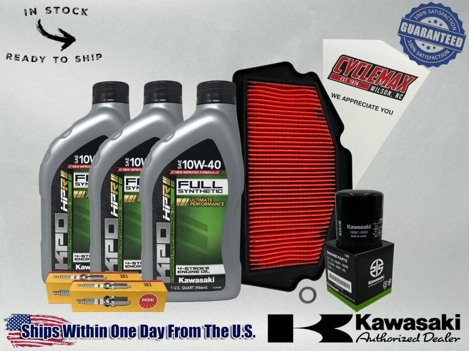 Cyclemax Full-Synthetic KPO Tune-Up Kit fits 2019-2024 Kawasaki Z400