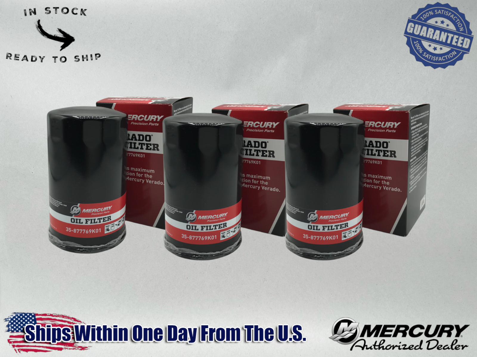 Mercury Genuine OEM Authentic Oil Filters 35-877769K01 3 Pack