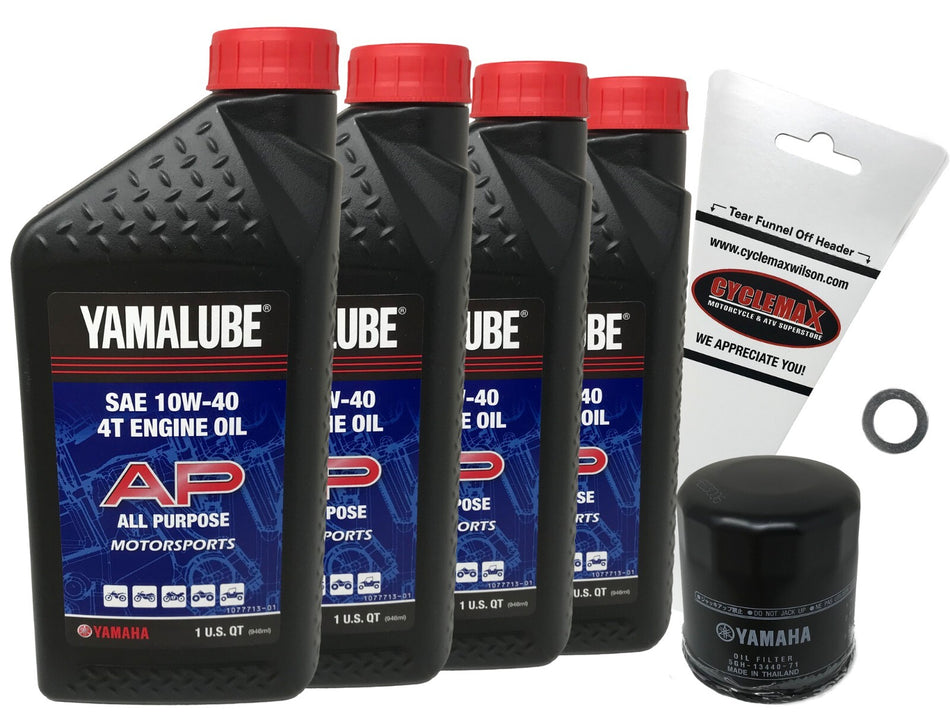 Yamaha OEM Oil Change Kit for 2001-2005 Yamaha FZ1  with 10W-40 Oil