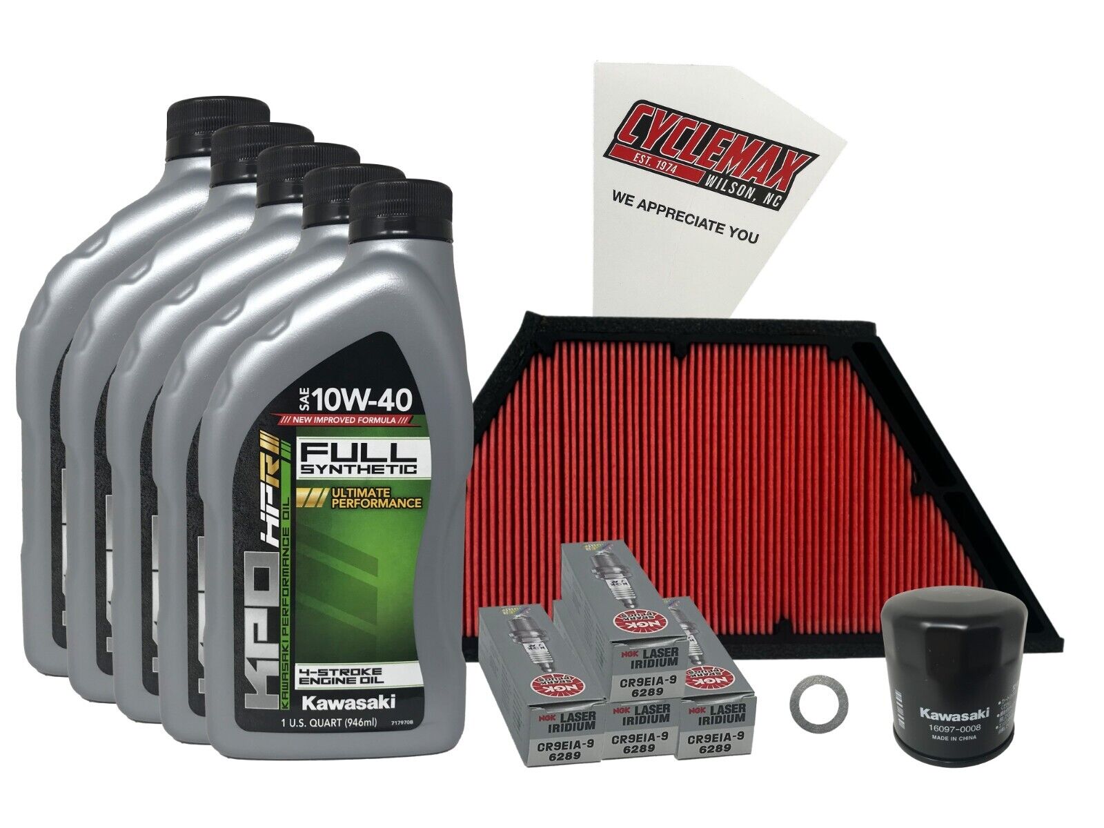 Cyclemax Full Synthetic Tune Up Kit w/ Plugs fits Kawasaki 2008-2022 Concours 14