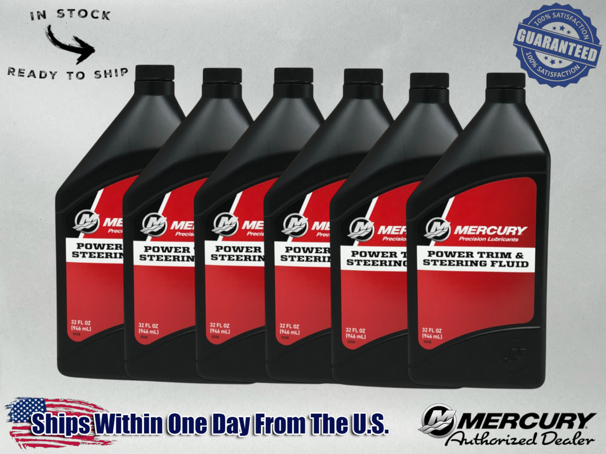 Mercury OEM Power Trim & Steering Fluid Quarts 92-858075K01 6 Pack