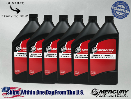 Mercury OEM Power Trim & Steering Fluid Quarts 92-858075K01 6 Pack