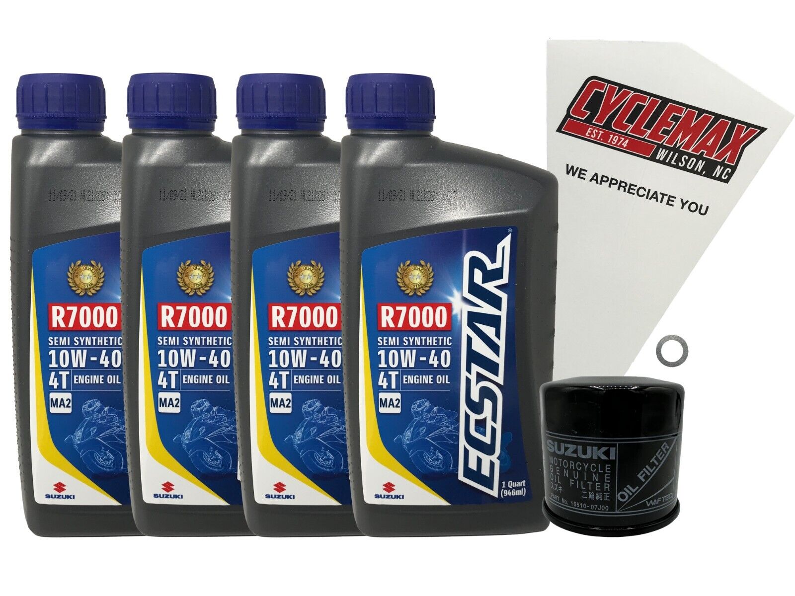 Cyclemax OEM Semi-Synthetic Oil Change Kit fits 2017-2024 Suzuki GSX-S1000