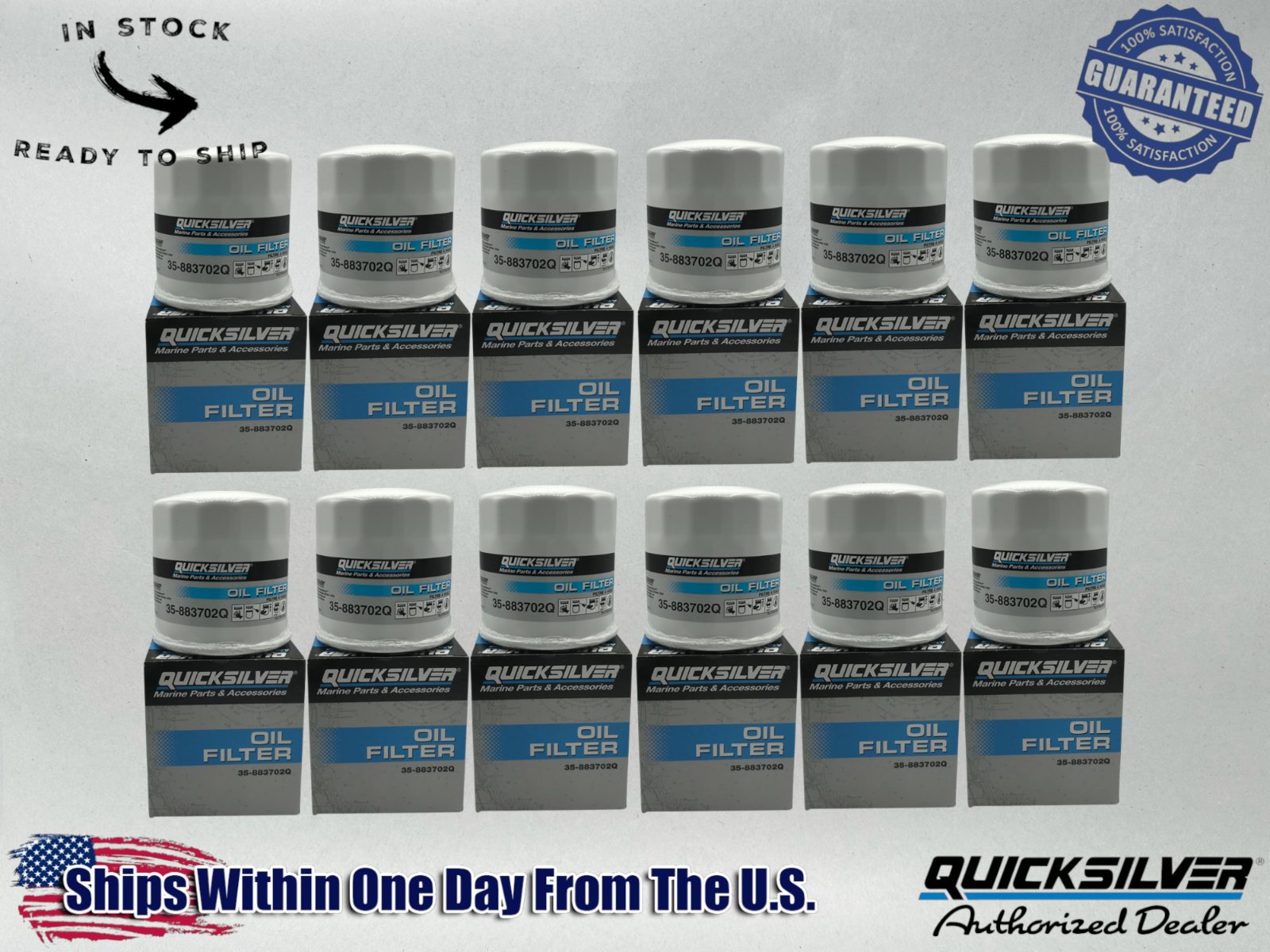 Quicksilver Genuine OEM Authentic Oil Filters 35-883702Q 12 Pack