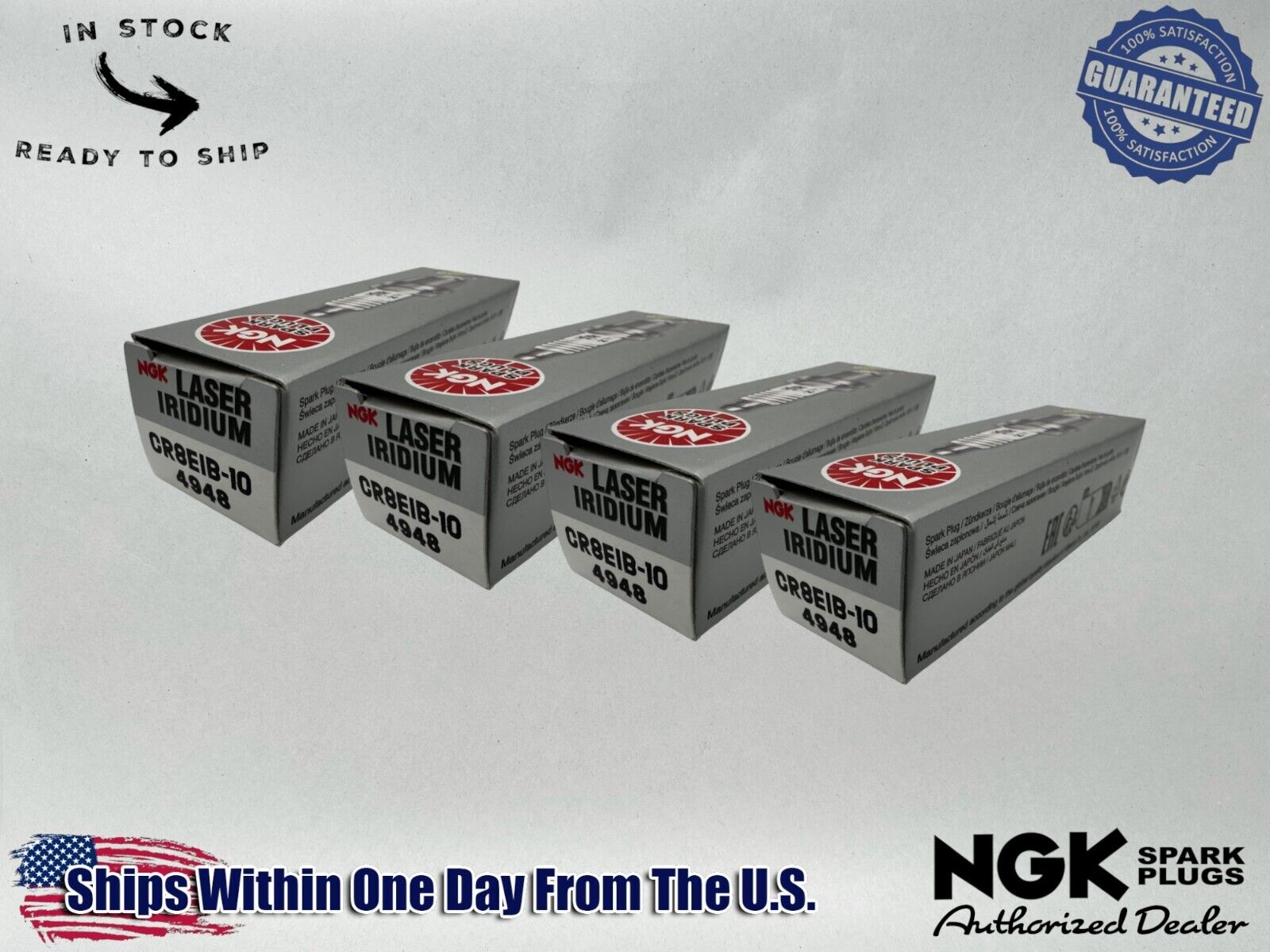 NGK Genuine OEM Authentic Spark Plugs CR8EIB-10 - 4 PACK