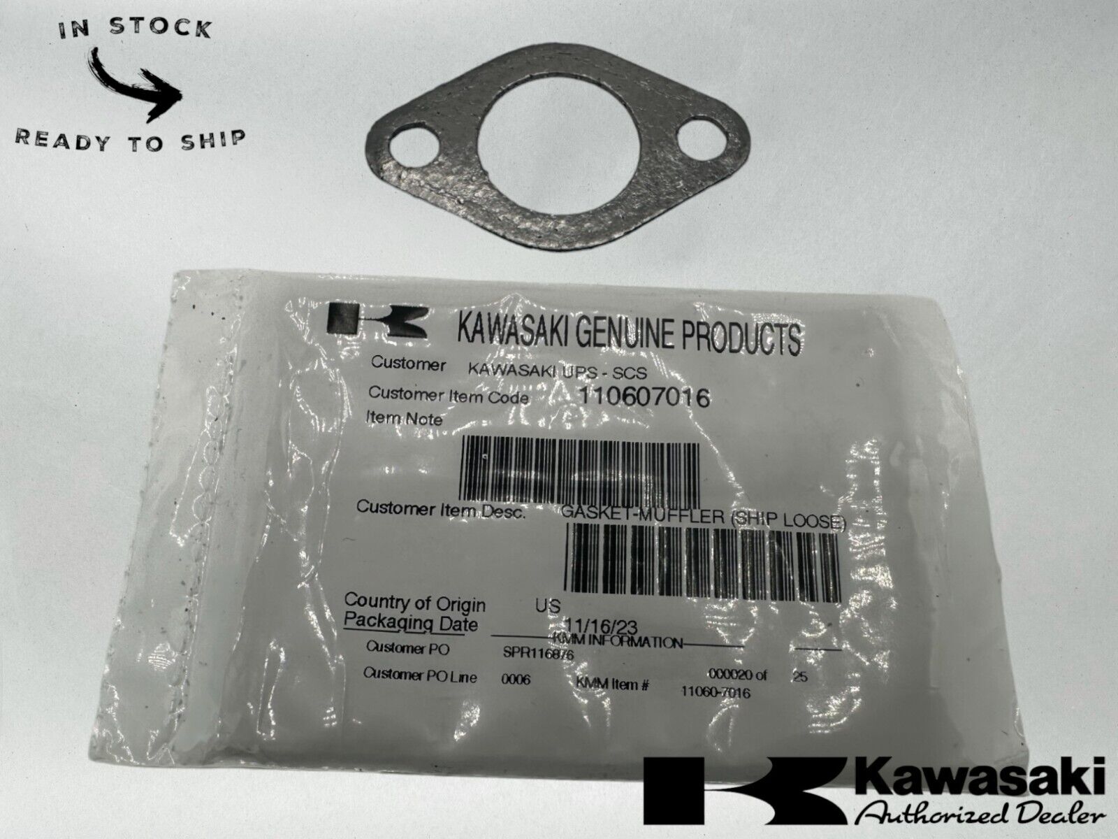 Kawasaki Genuine OEM Muffler Gasket 11060-7016