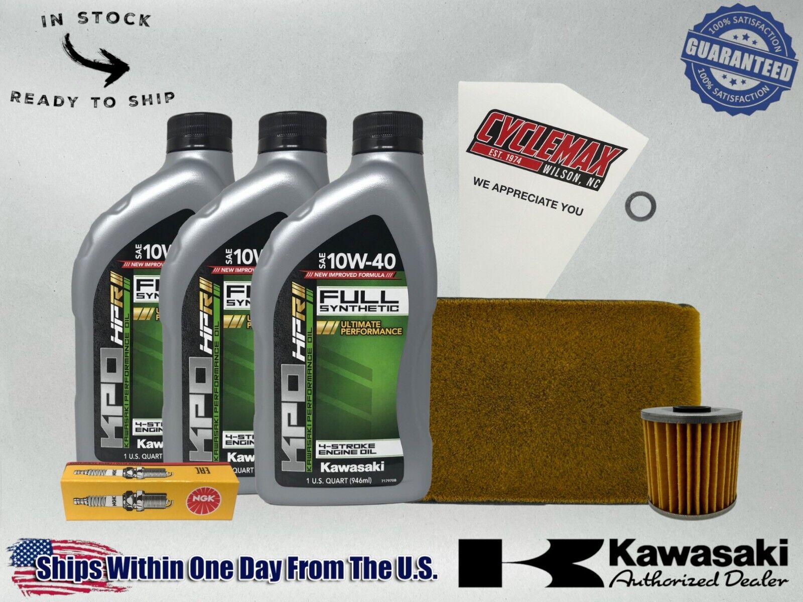 Cyclemax Full-Synthetic KPO Tune-Up Kit fits 2003-2011 Kawasaki BAYOU 250