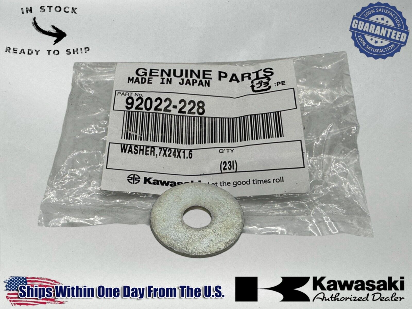 Kawasaki Genuine OEM Authentic Plain Washer 7MM 92022-228