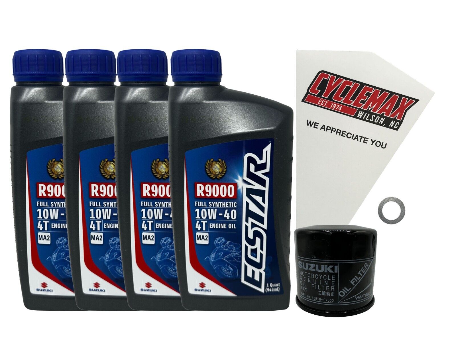 Cyclemax OEM Full Synthetic Oil Change Kit fits 2002-2022 Suzuki VL-800 K1-K5