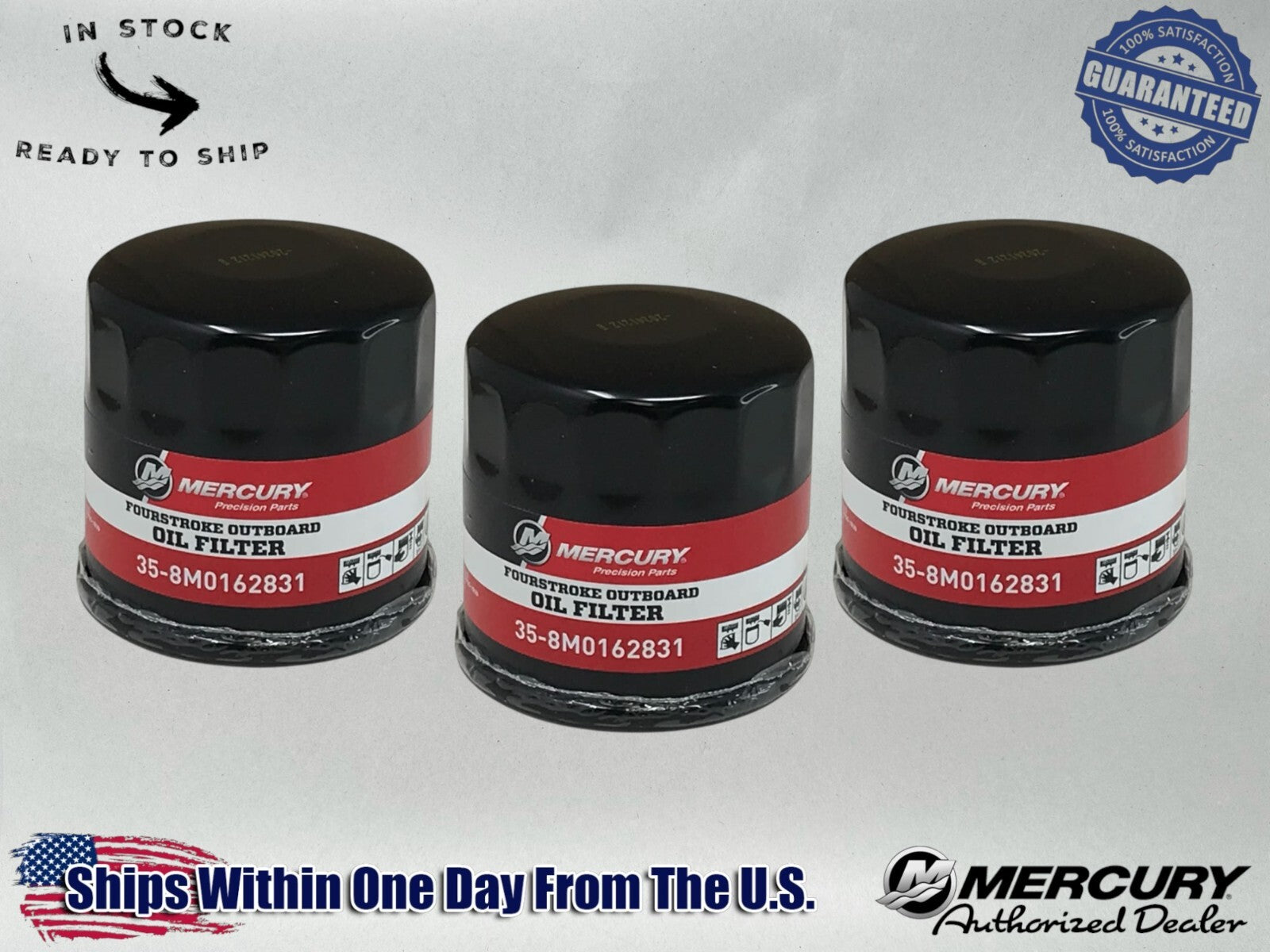 Mercury Genuine OEM Authentic Oil Filters 35-8M0162831 3 Pack