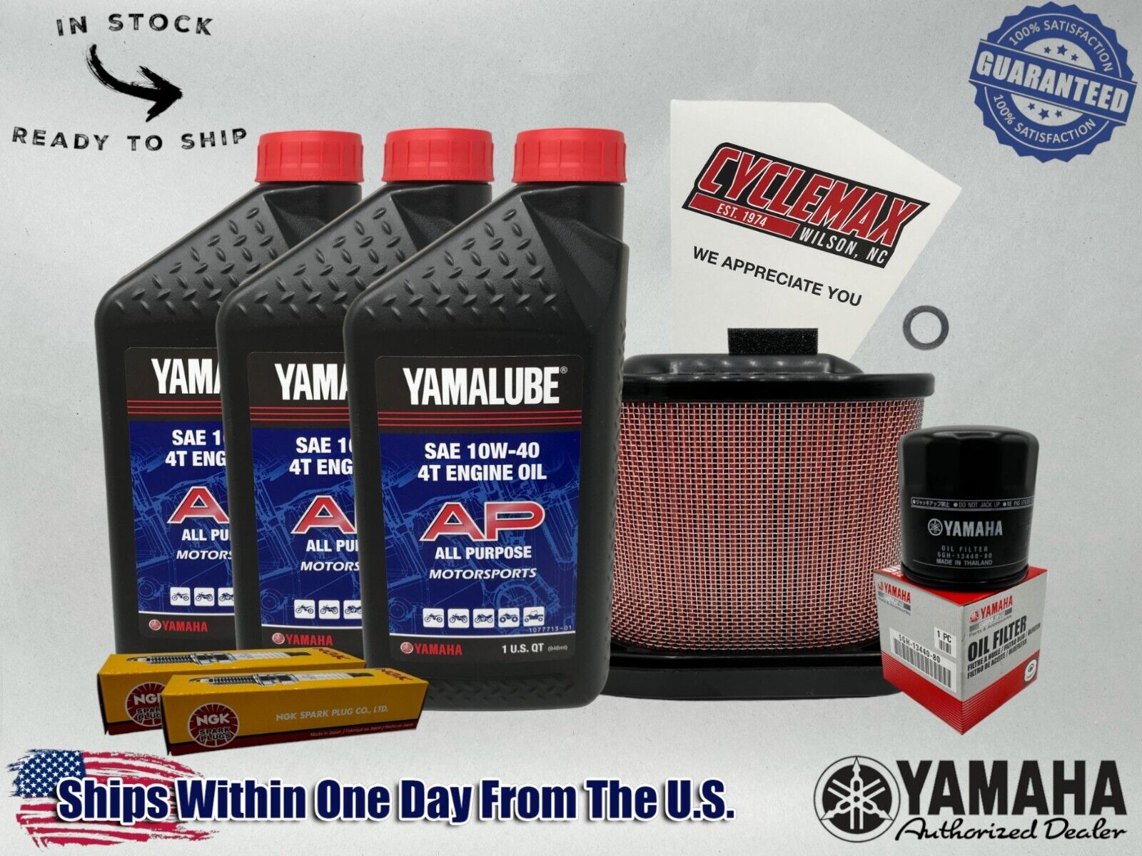 Cyclemax Standard 10W-40 Tune Up Kit fits 2022-2024 Yamaha YZF-R7 w/ Spark Plugs